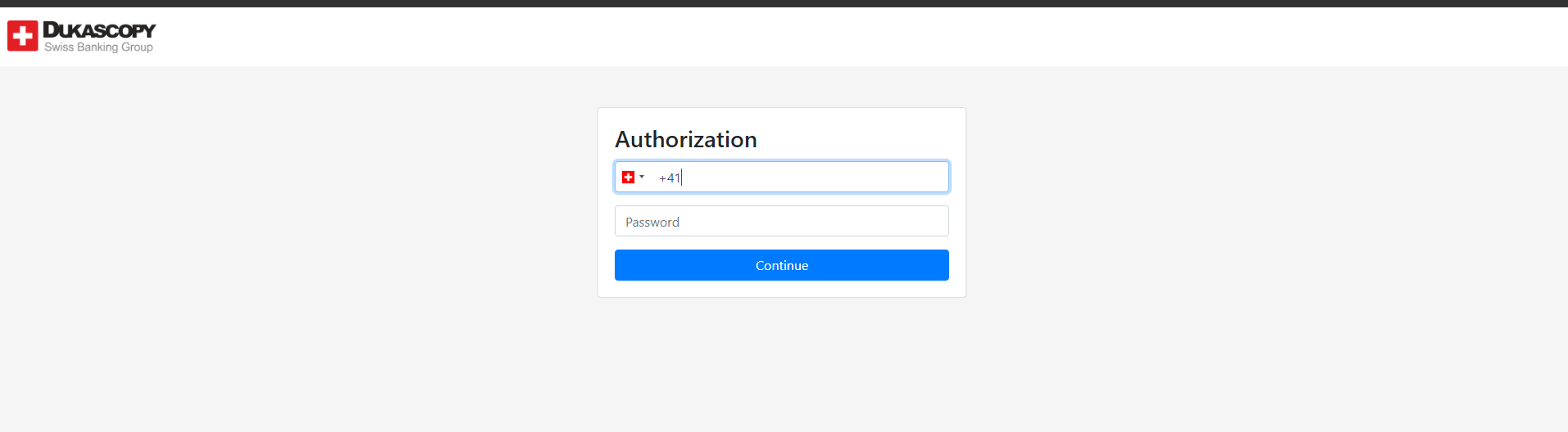 Sign in with your Dukascopy credentials
