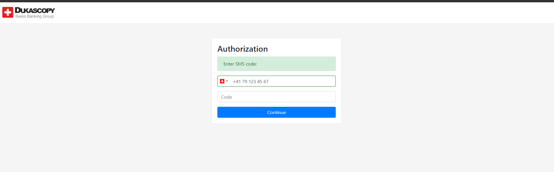 Sign in with your Dukascopy credentials