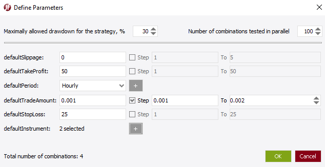 Define Parameters Optimization