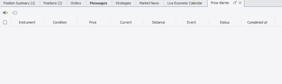 Price Alert tab
